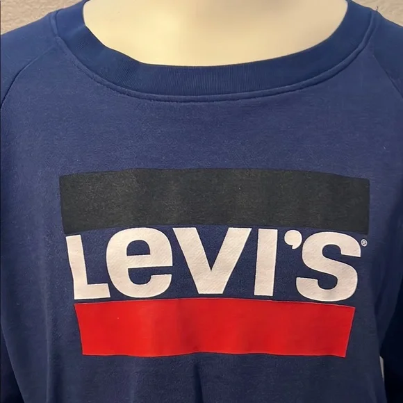 Levi's Blue Crew Neck Sweatshirt with Logo - Picture 2 of 5